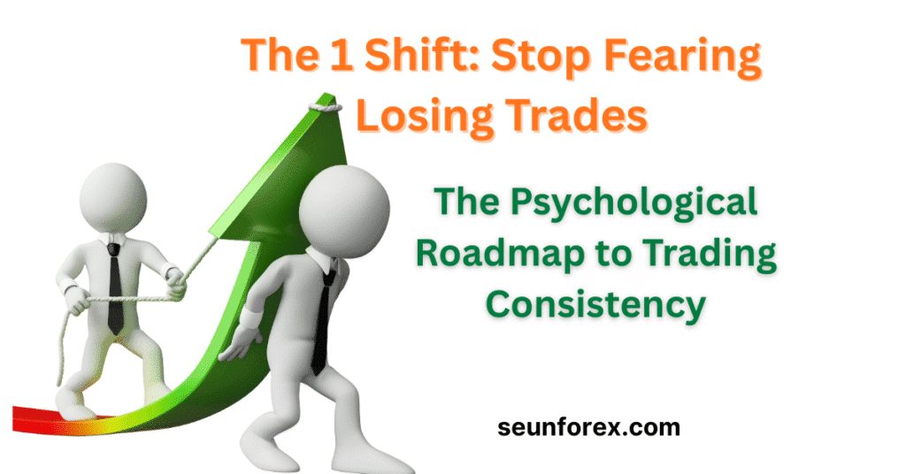 Banner showing the shift in trading psychology from losing trades to trading consistency by mastering emotional discipline and risk management.