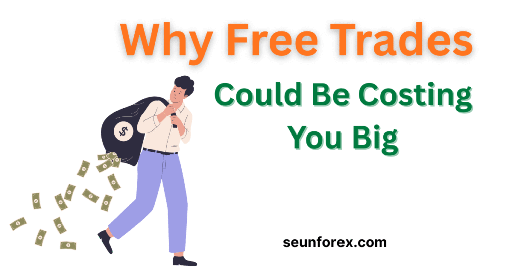 Illustration of a trader losing money from a sack to represent the hidden costs, like Payment for Order Flow (PFOF), of a zero commission forex broker.