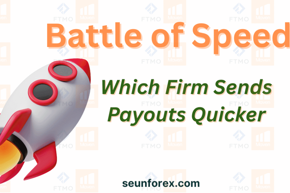 FTMO vs Maven Trading fast payout comparison for Nigerian traders – battle of speed rocket design banner
