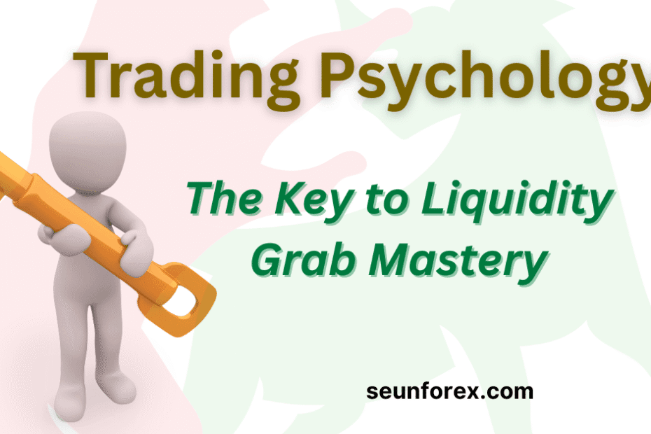 D figure holding a golden key, symbolizing how Trading Psychology is the key to mastering the Liquidity Grab pattern and successful Risk Management.
