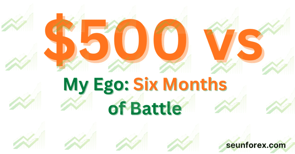 Graphic with $500 VS My Ego text, illustrating the trading psychology and discipline needed for small account risk control.