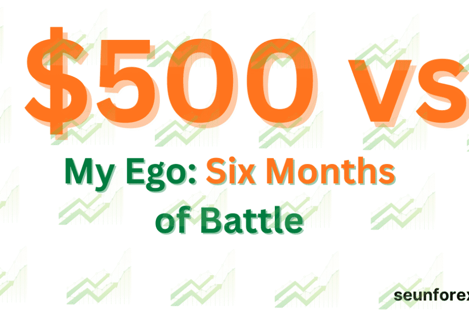 Graphic with $500 VS My Ego text, illustrating the trading psychology and discipline needed for small account risk control.