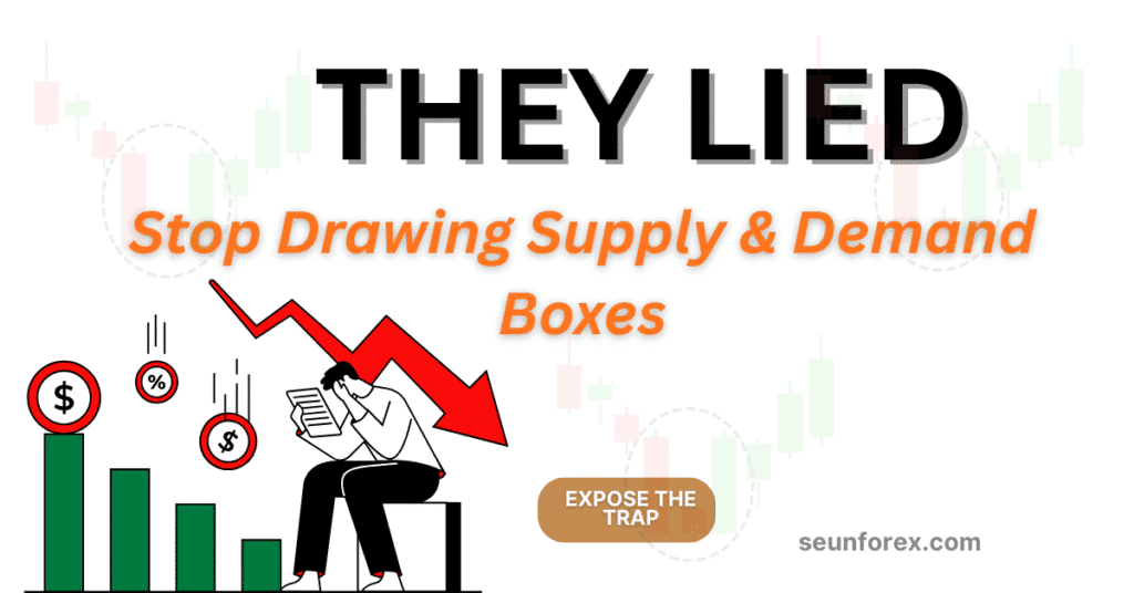 Distressed trader and falling money; visual for the supply and demand secret article, focusing on trading pressure points and smart money entry
