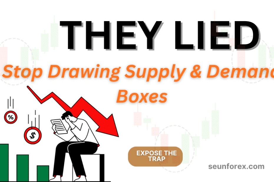 Distressed trader and falling money; visual for the supply and demand secret article, focusing on trading pressure points and smart money entry