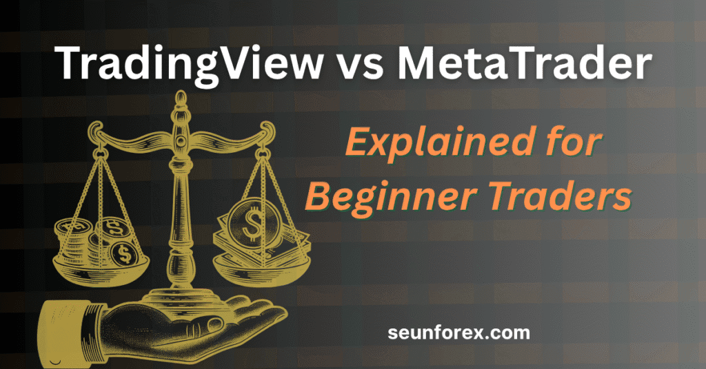 TradingView vs MetaTrader comparison graphic: the best trading platform software for beginner and advanced traders