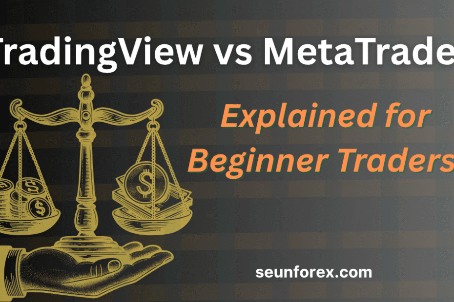 TradingView vs MetaTrader comparison graphic: the best trading platform software for beginner and advanced traders